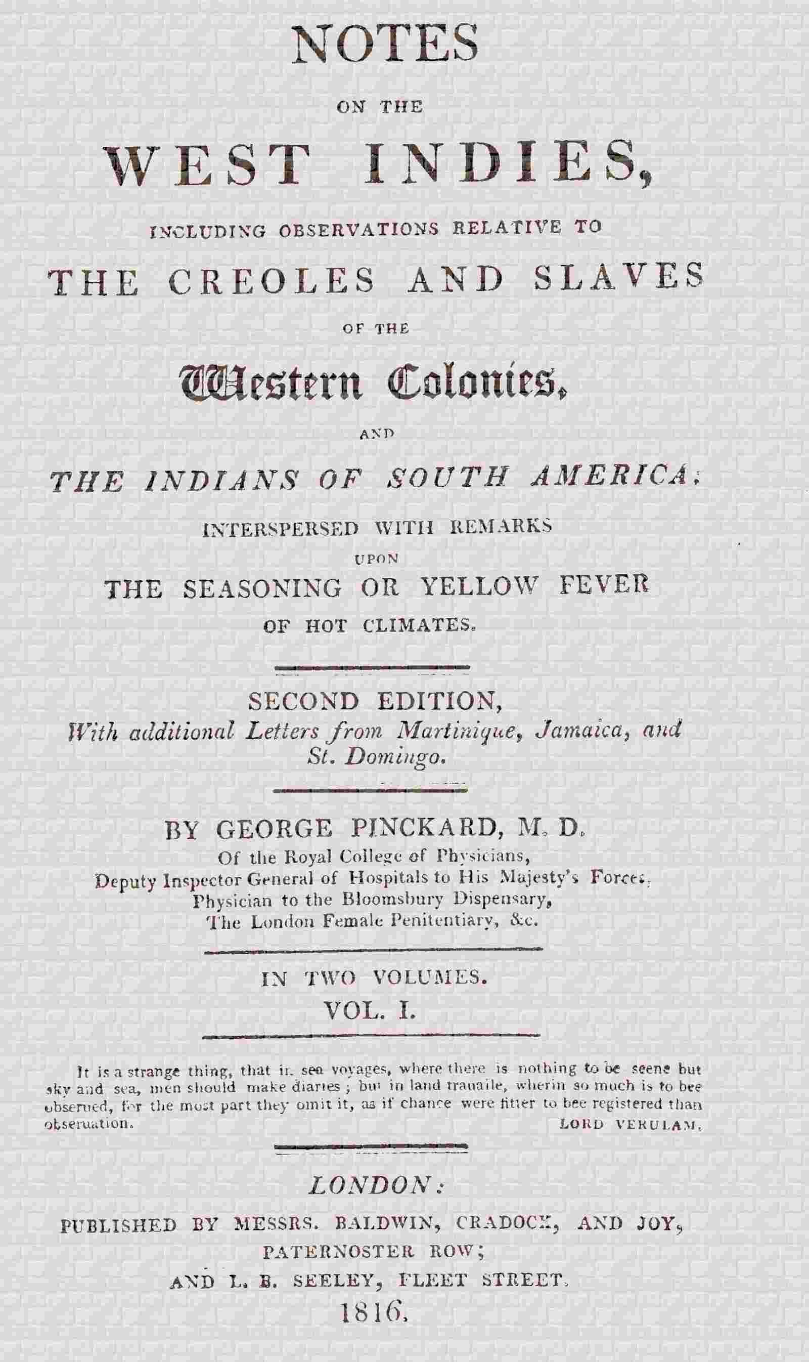 Notes on the West Indies, vol. 1 of 2 cover