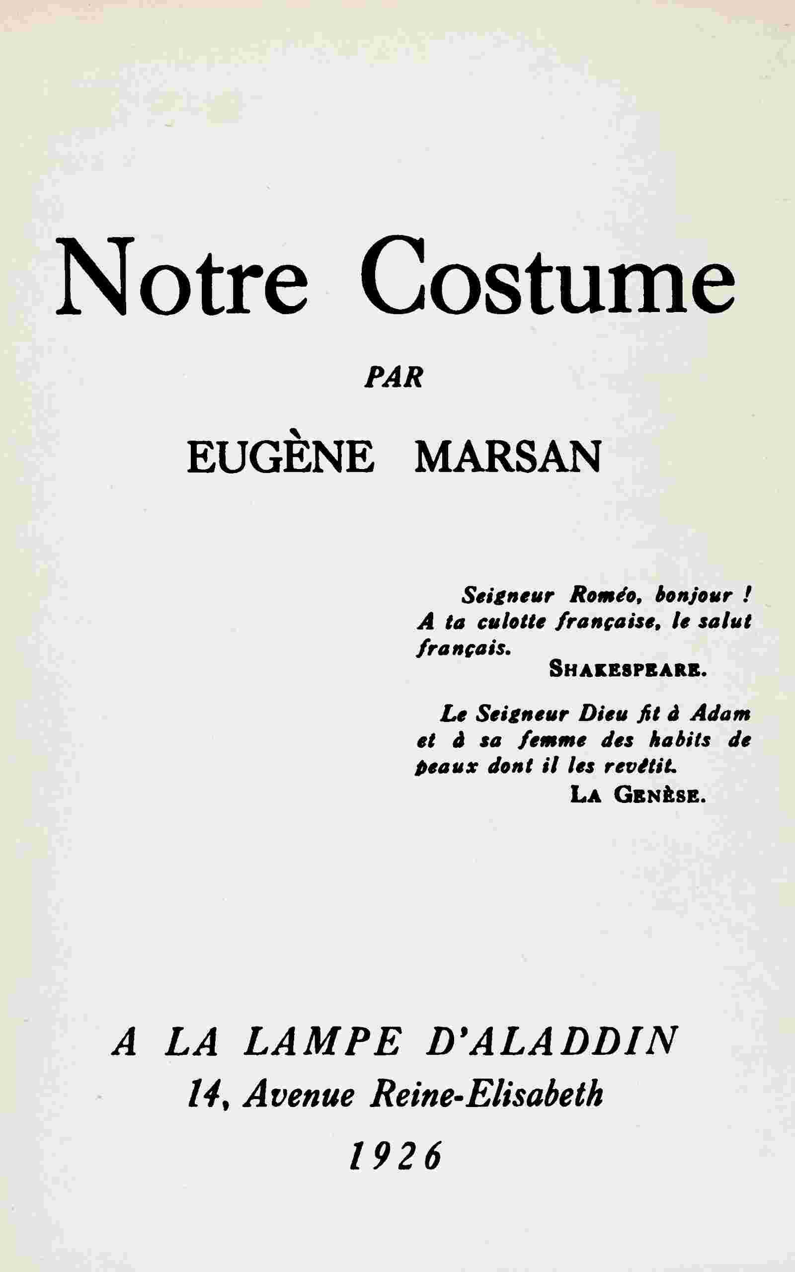 Notre costume cover