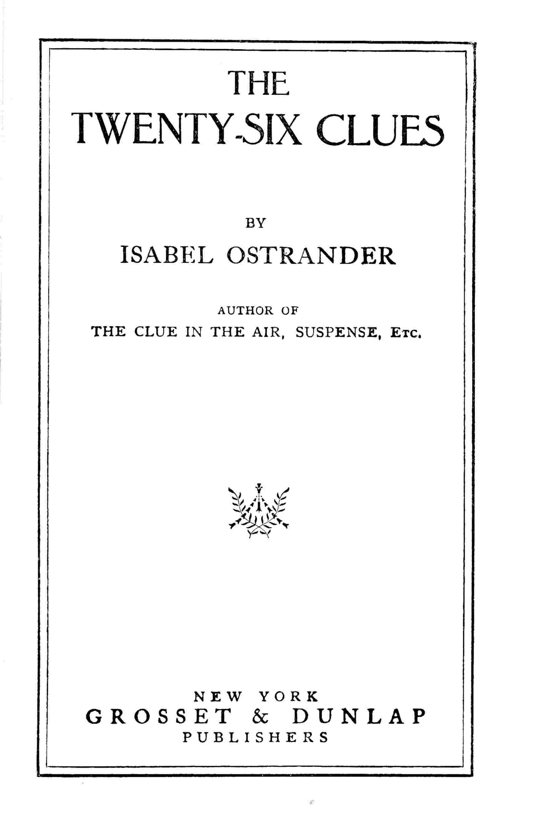 The twenty-six clues cover
