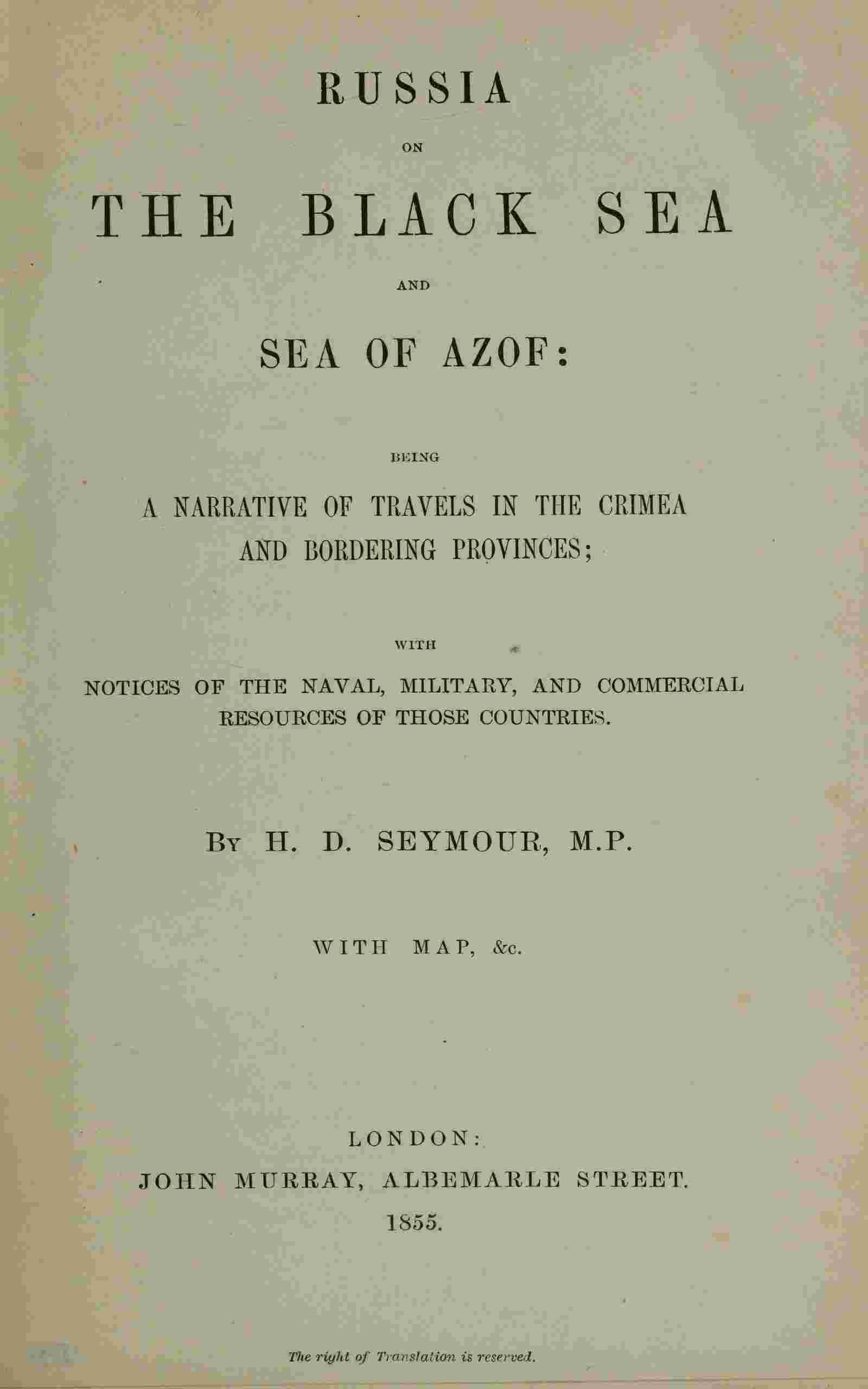 Russia on the Black Sea and Sea of Azof cover