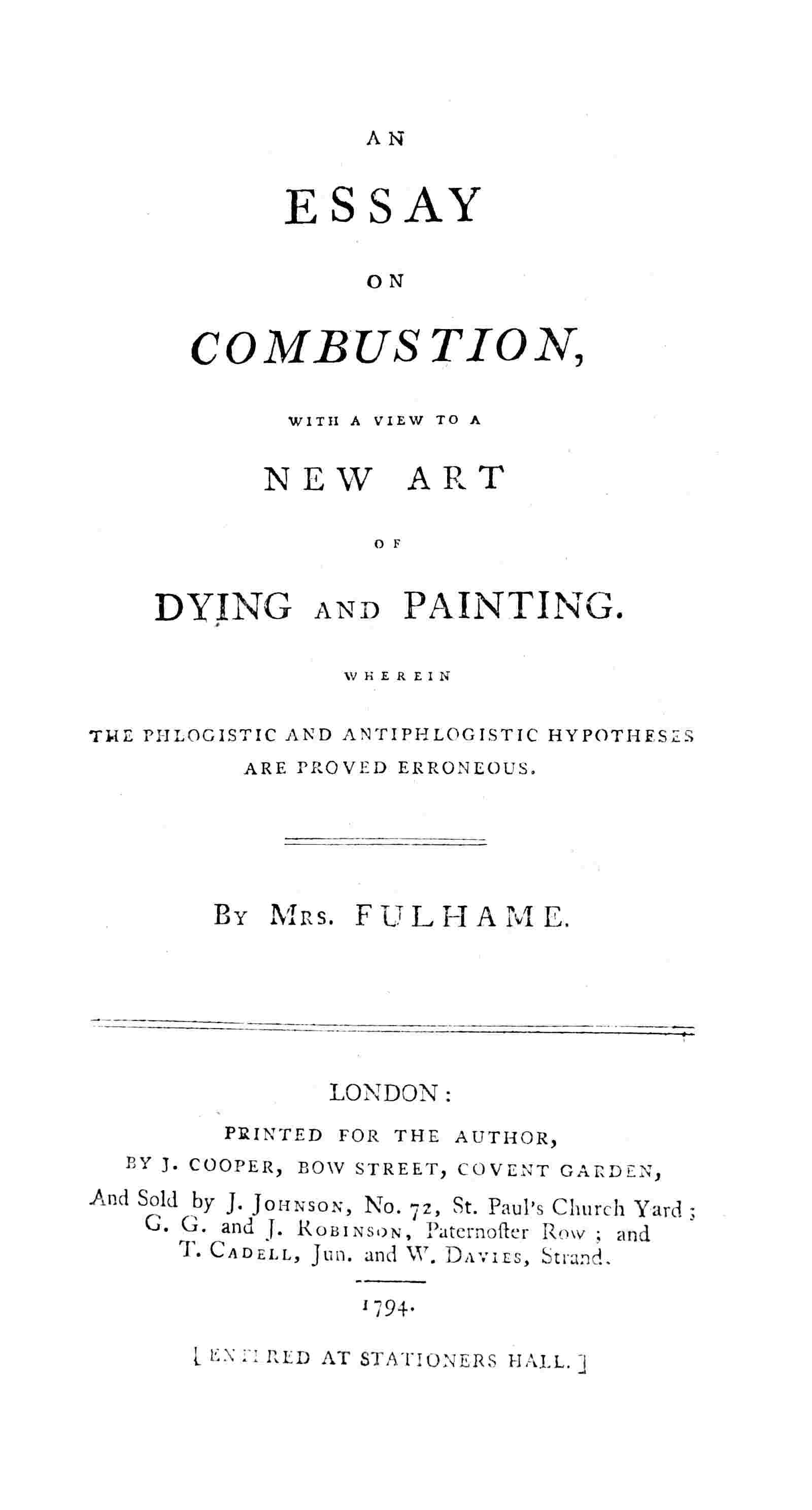 An essay on combustion, with a view to a new art of dying and painting cover