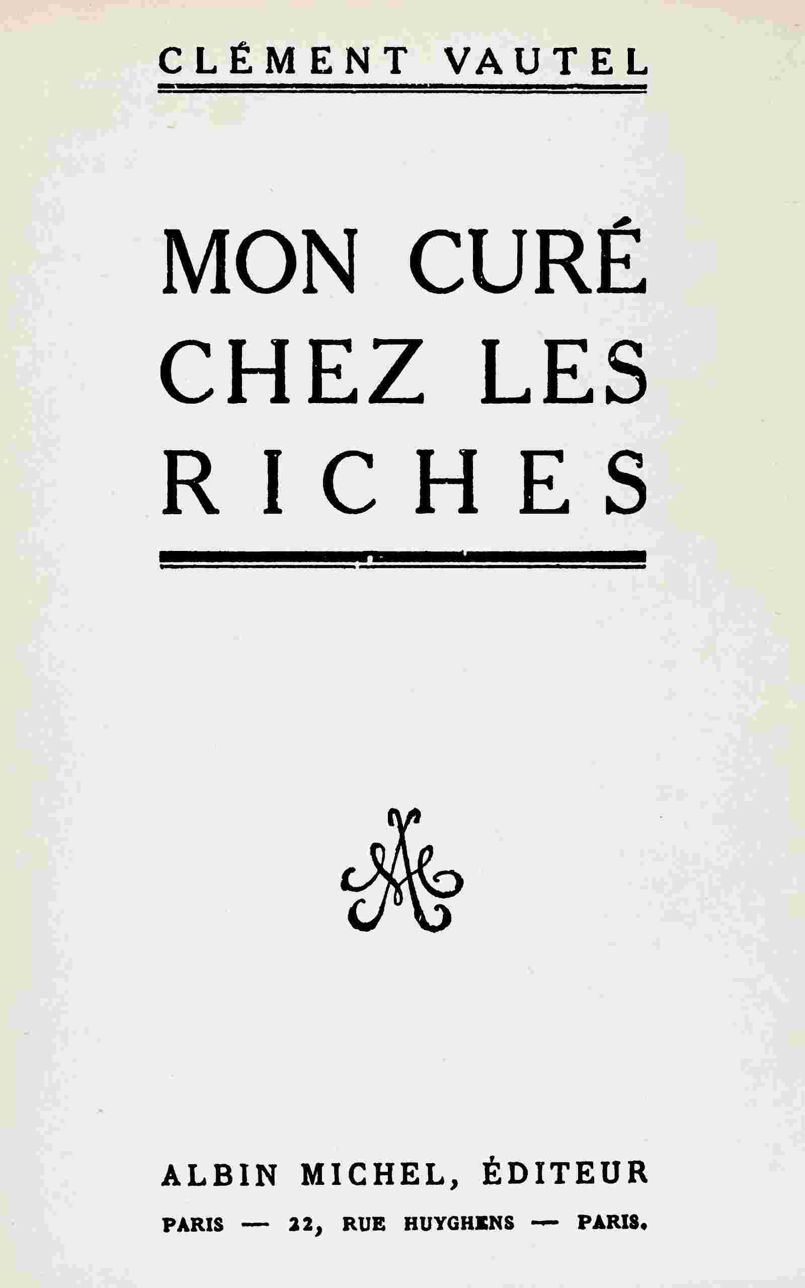 Mon curé chez les riches cover