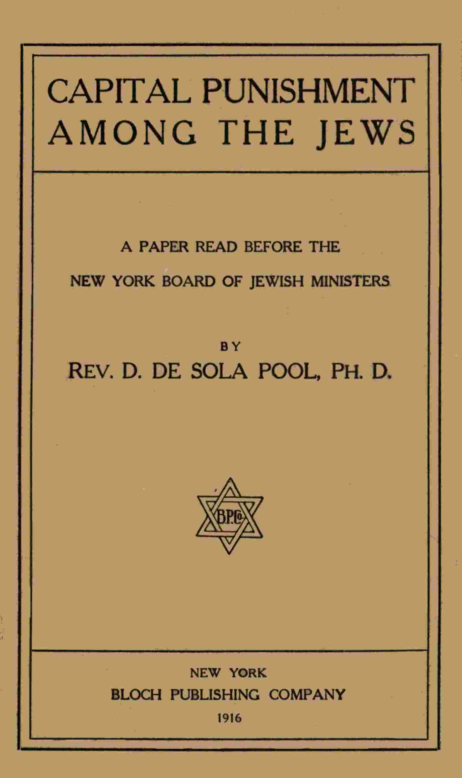 Capital punishment among the Jews cover