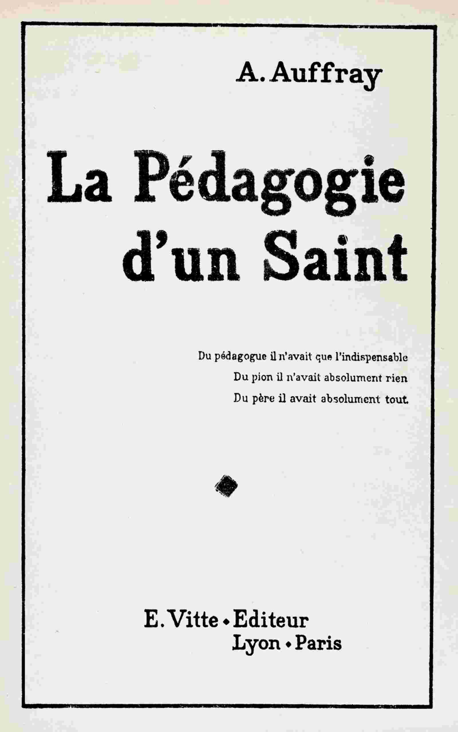 La pédagogie d'un saint cover