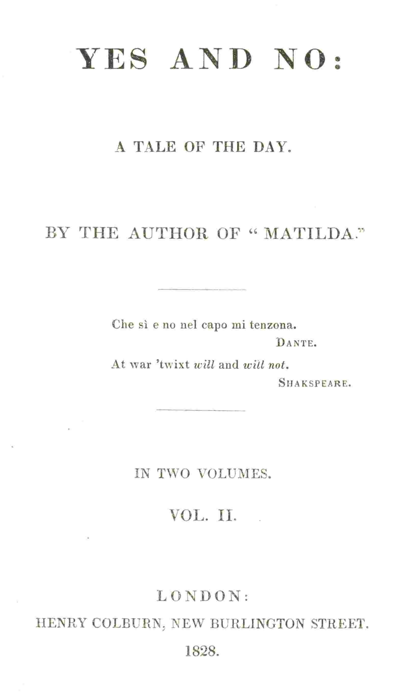 Yes and no, Volume 2 (of 2) cover