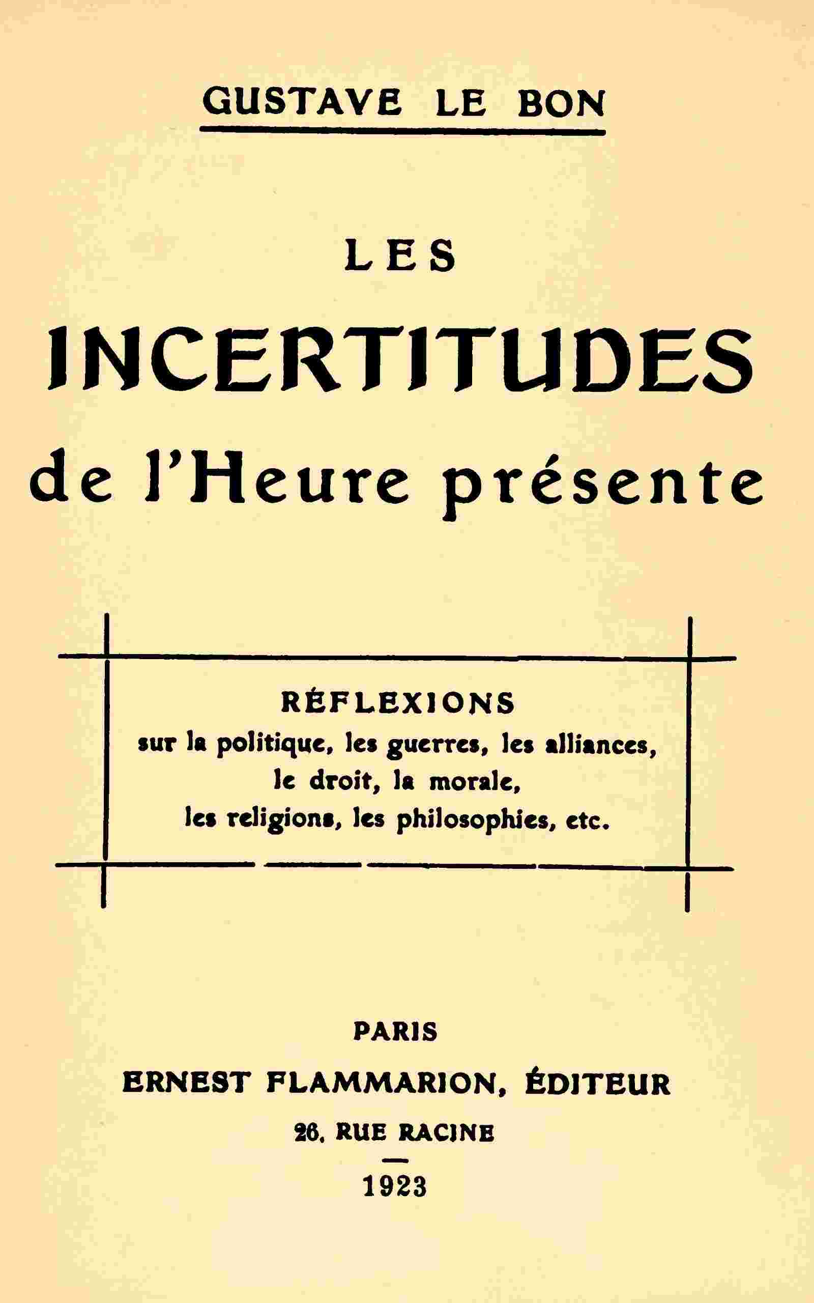 Les incertitudes de l'heure présente cover