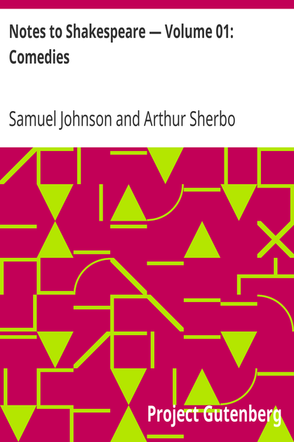 Notes to Shakespeare — Volume 01: Comedies cover