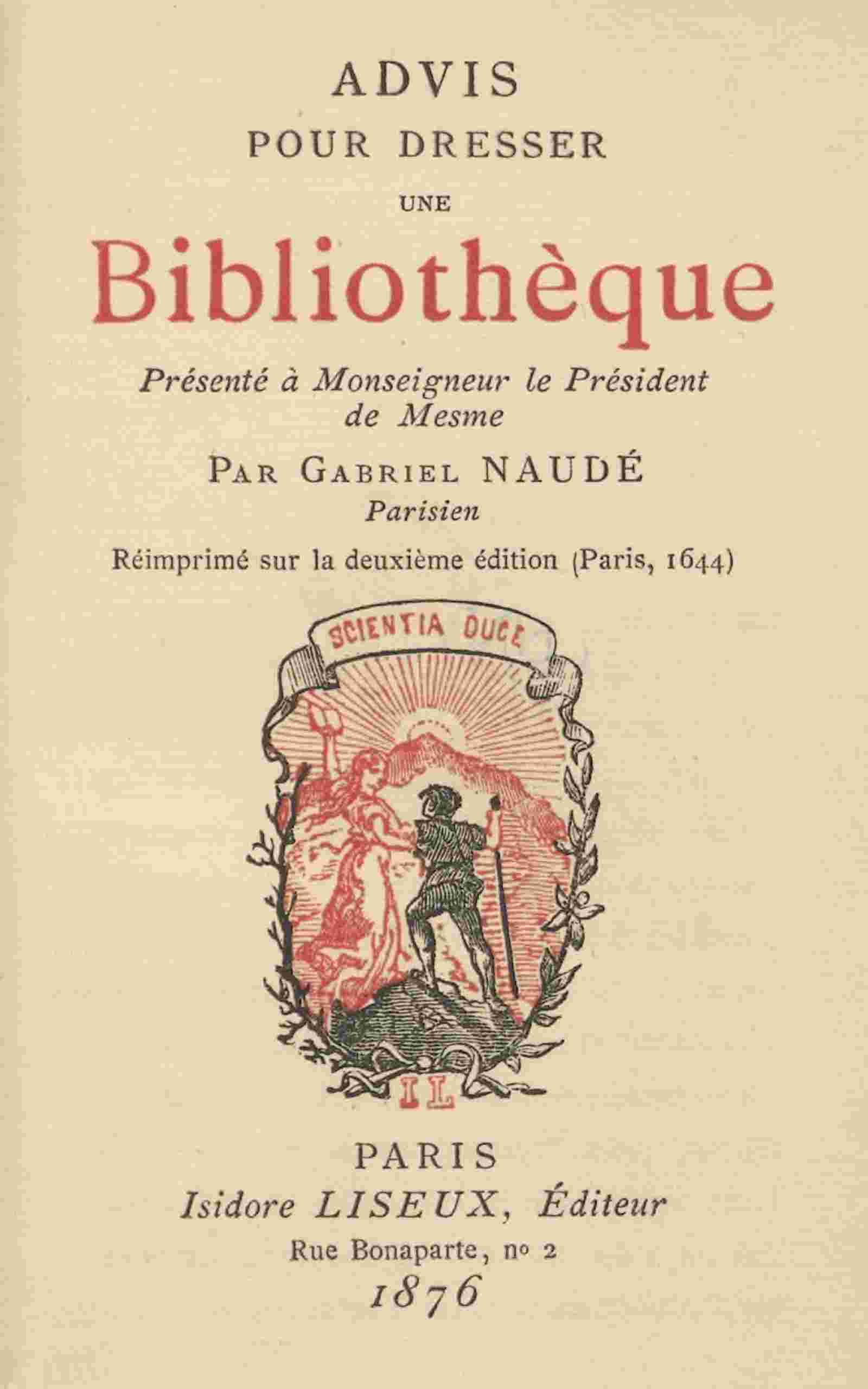 Advis pour dresser une bibliothèque cover