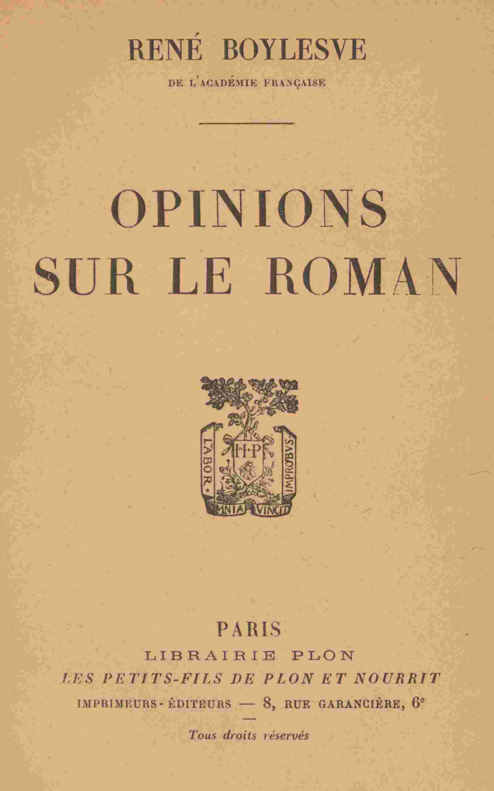 Opinions sur le roman cover