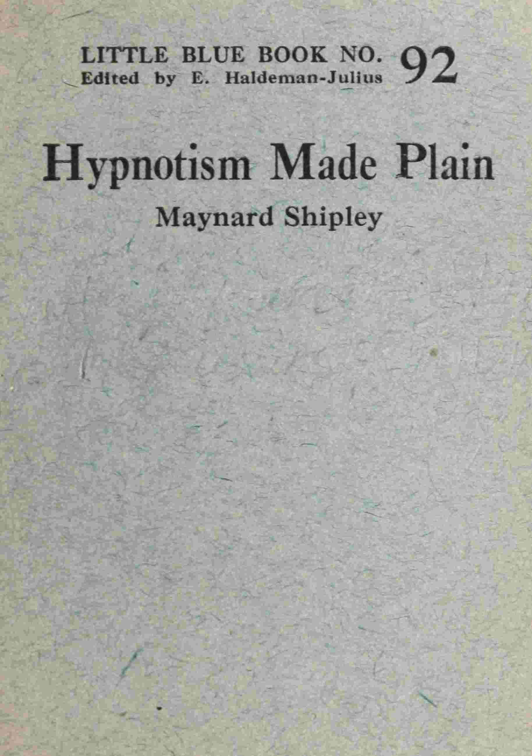 Hypnotism made plain cover