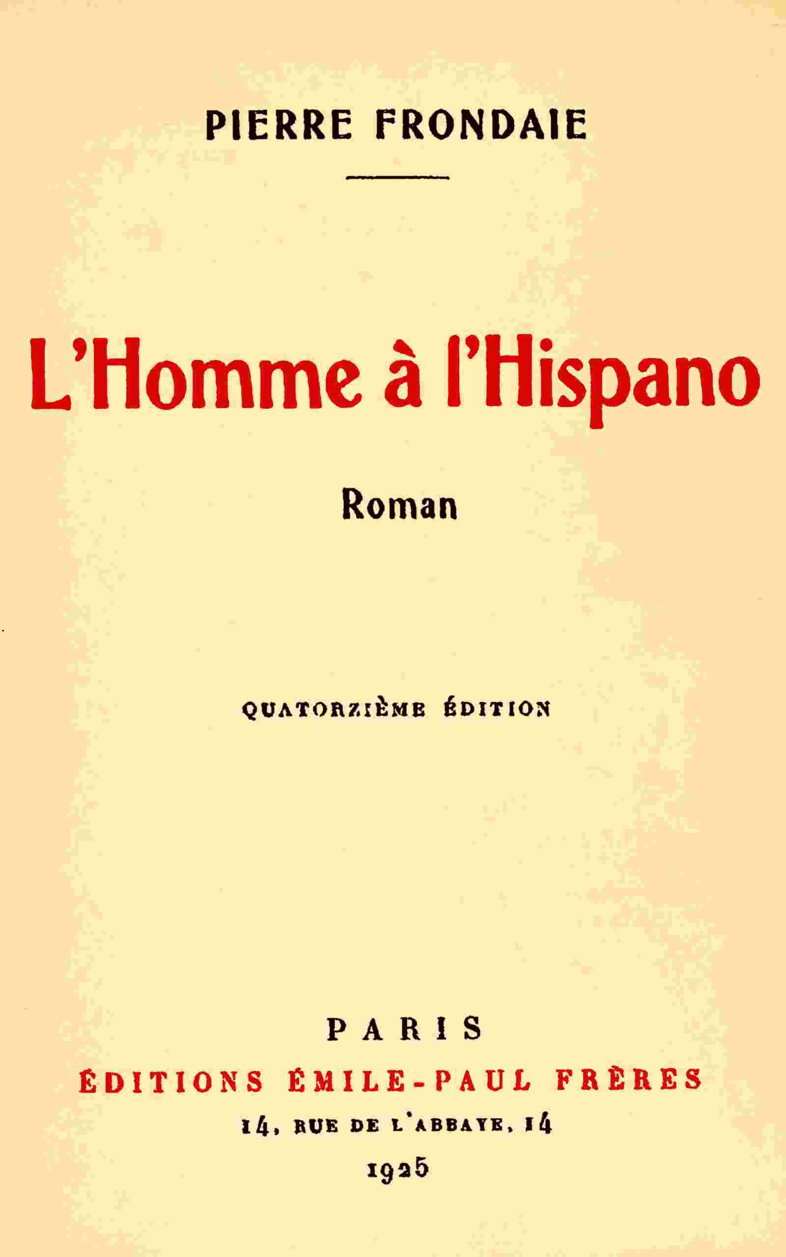 L'homme à l'Hispano cover