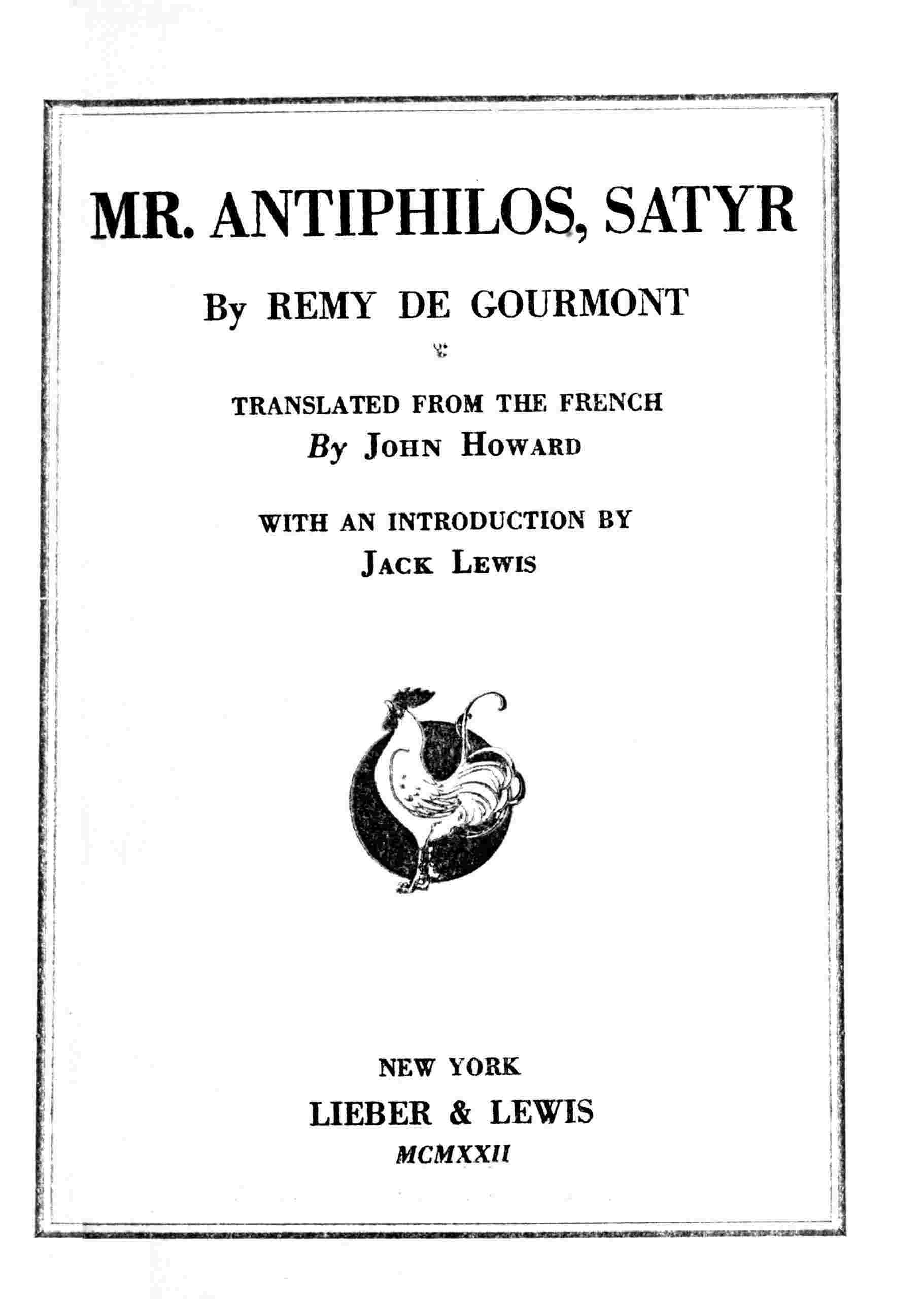 Mr. Antiphilos, satyr cover
