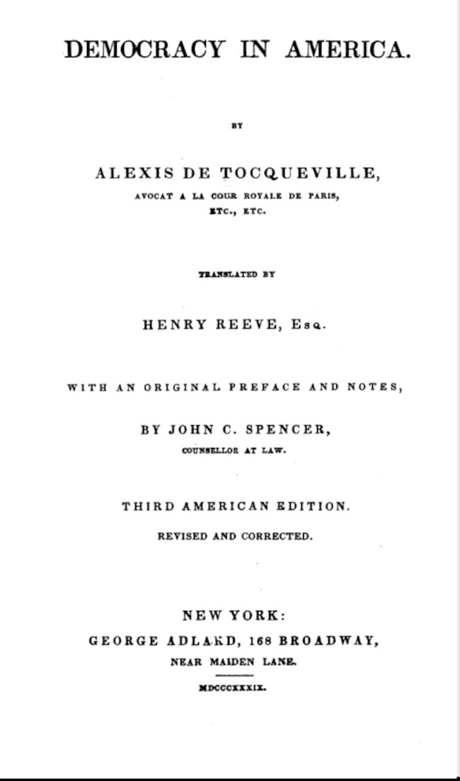 Democracy in America — Volume 1 cover
